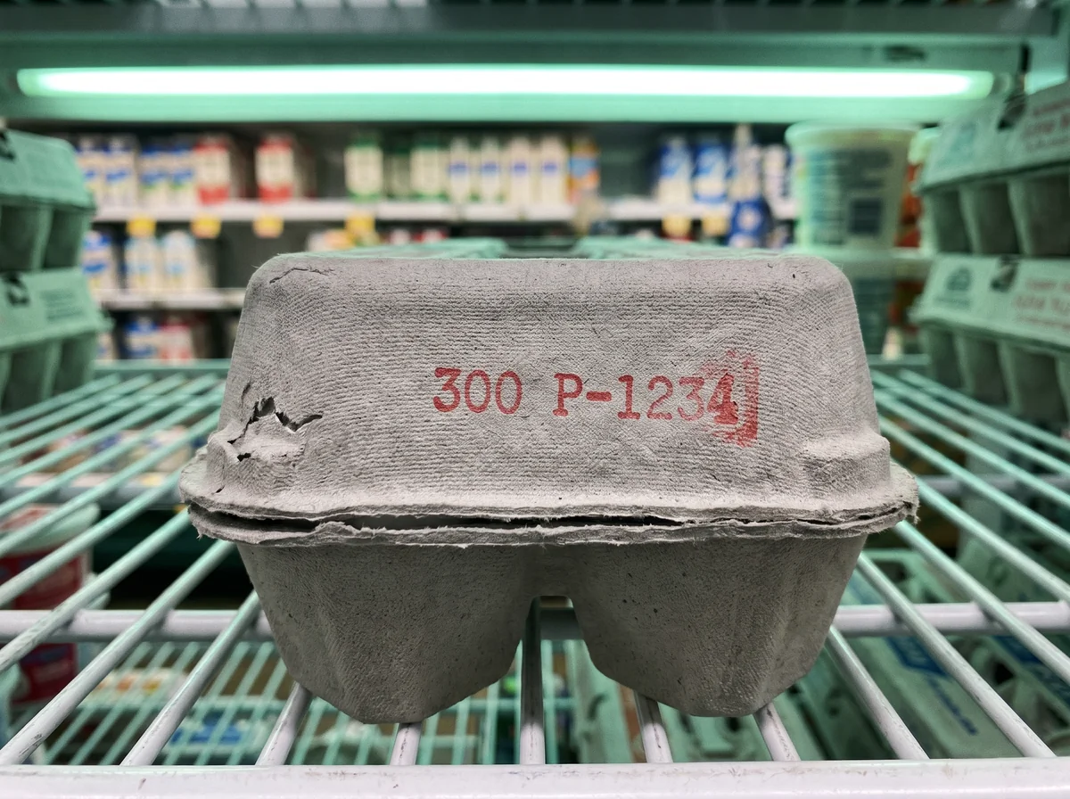 アメリカの卵パック。300 P-1234とだけ刻印
